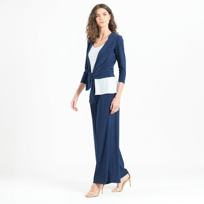 Modern Tie Front Cardigan - Navy | Clara Sunwoo