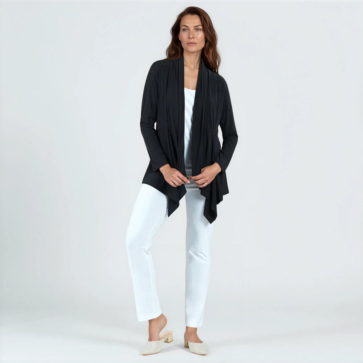 Drape Tunic Cardigan - Black | Clara Sunwoo