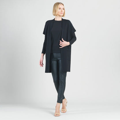 Ponte Knit - Cap Sleeve Pocket Vest - Black - Final Sale | Clara Sunwoo