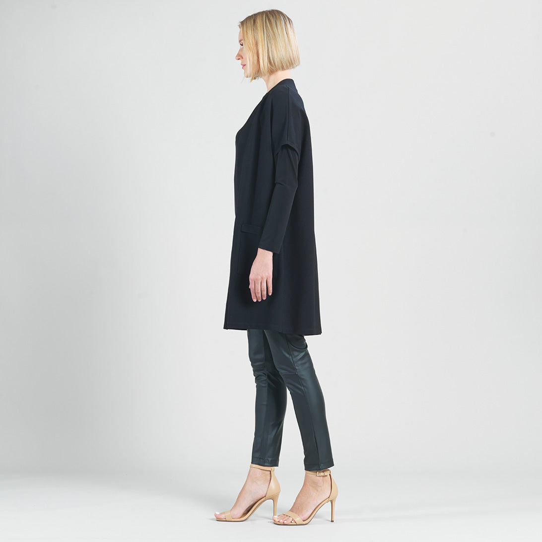 Ponte Knit - Cap Sleeve Pocket Vest - Black - Final Sale | Clara Sunwoo