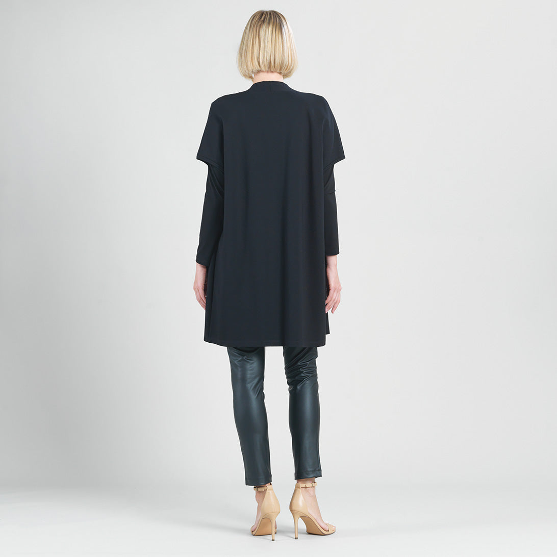 Ponte Knit - Cap Sleeve Pocket Vest - Black - Final Sale | Clara Sunwoo