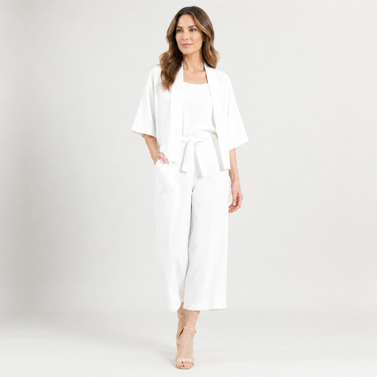 Linen Knit - Hi-Low Pocket Cardigan Jacket - Ivory - Final Sale! | Clara Sunwoo
