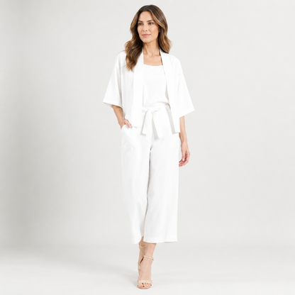 Linen Knit - Hi-Low Pocket Cardigan Jacket - Ivory - Final Sale! | Clara Sunwoo
