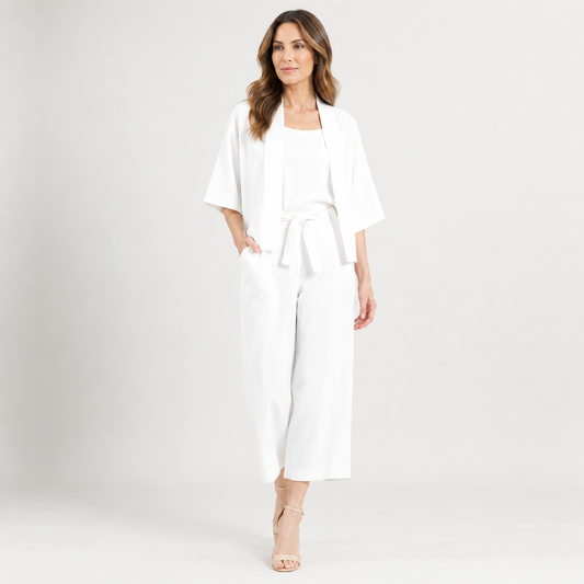 Linen Knit - Hi-Low Pocket Cardigan Jacket - Ivory - Final Sale! | Clara Sunwoo
