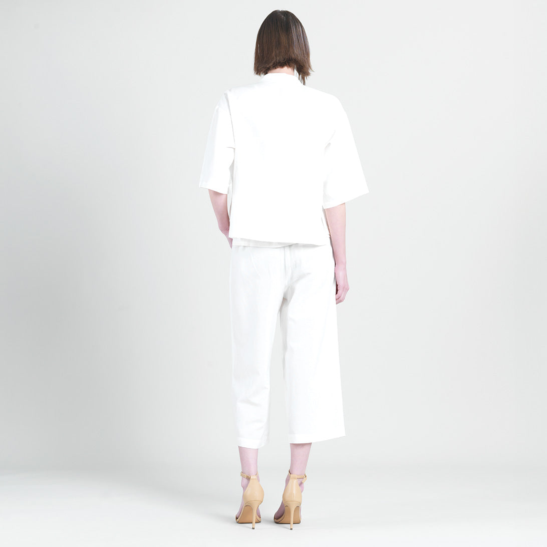 Linen Knit - Hi-Low Pocket Cardigan Jacket - Ivory - Final Sale! | Clara Sunwoo