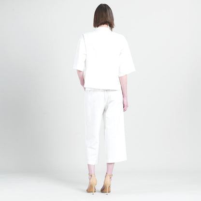 Linen Knit - Hi-Low Pocket Cardigan Jacket - Ivory - Final Sale! | Clara Sunwoo