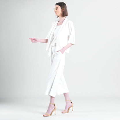 Linen Knit - Hi-Low Pocket Cardigan Jacket - Ivory - Final Sale! | Clara Sunwoo