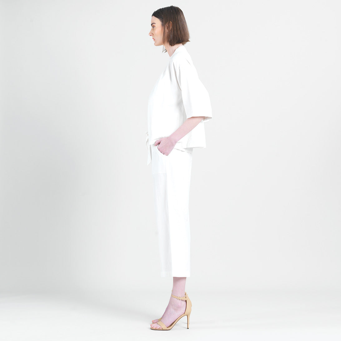 Linen Knit - Hi-Low Pocket Cardigan Jacket - Ivory - Final Sale! | Clara Sunwoo