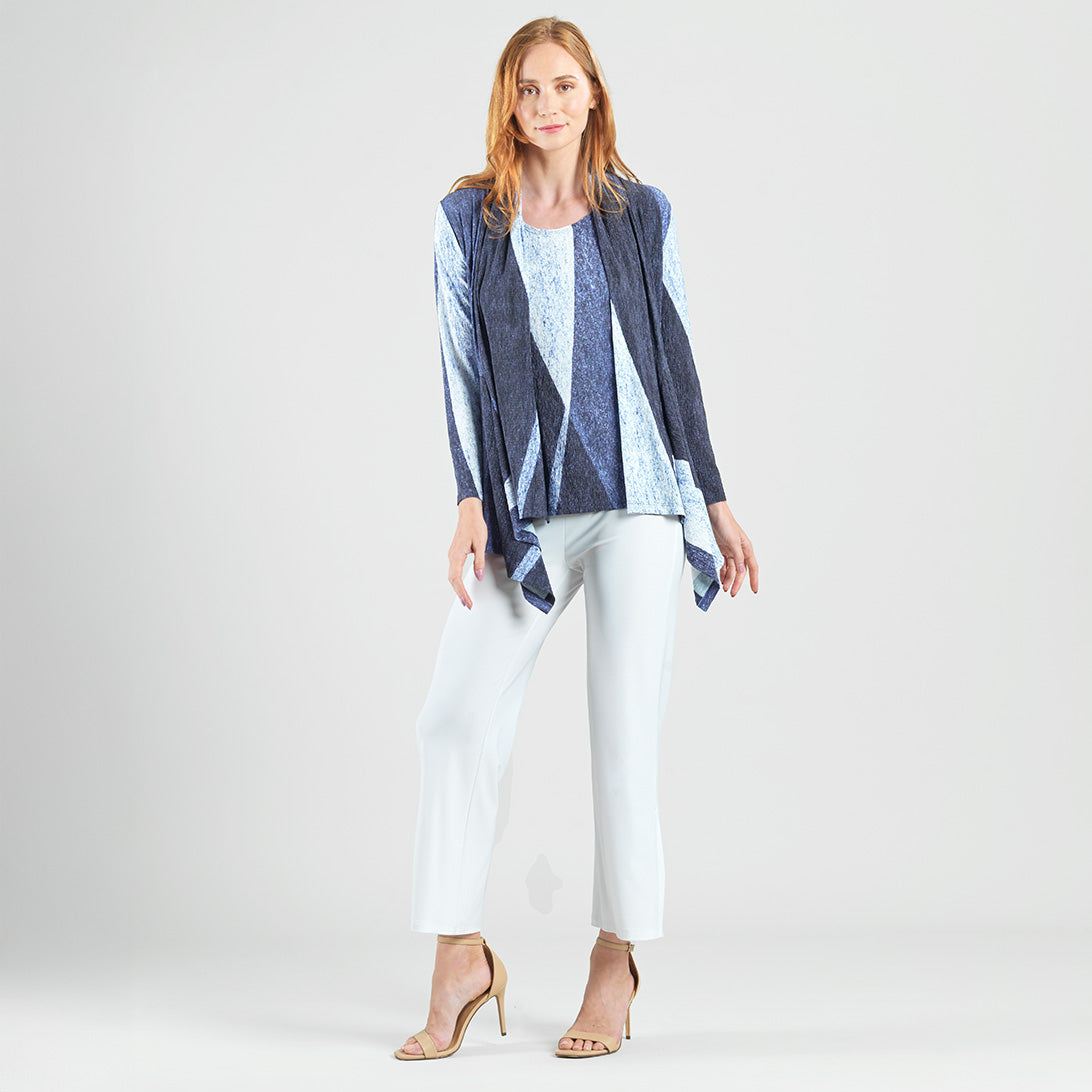 Silky Pleat - 2pc Draped Cardigan & Tank Twinset - Lunar Stripe - Final Sale | Clara Sunwoo