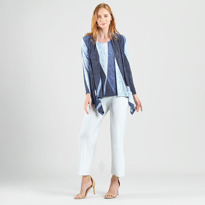 Silky Pleat - 2pc Draped Cardigan & Tank Twinset - Lunar Stripe - Final Sale | Clara Sunwoo