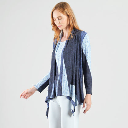 Silky Pleat - 2pc Draped Cardigan & Tank Twinset - Lunar Stripe - Final Sale | Clara Sunwoo