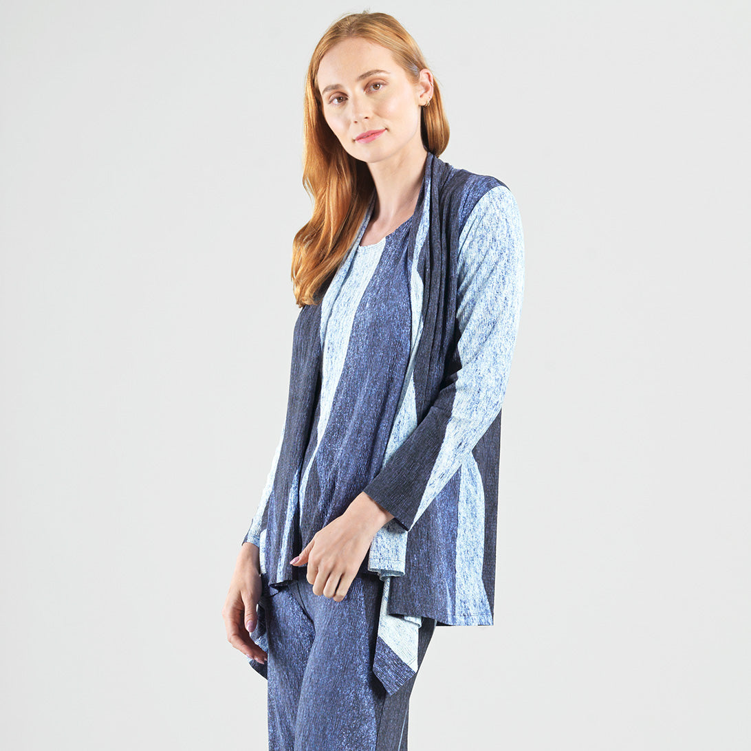 Silky Pleat - 2pc Draped Cardigan & Tank Twinset - Lunar Stripe - Final Sale | Clara Sunwoo