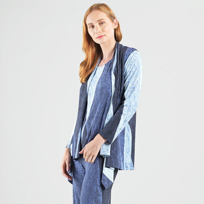 Silky Pleat - 2pc Draped Cardigan & Tank Twinset - Lunar Stripe - Final Sale | Clara Sunwoo