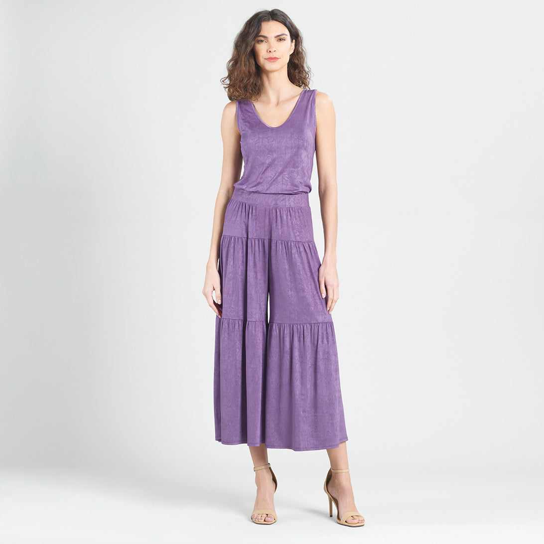 Crushed Silk Knit - Cardigan, Tank, Skirt-Pant 3pc Set - Plum - Final Sale! | Clara Sunwoo