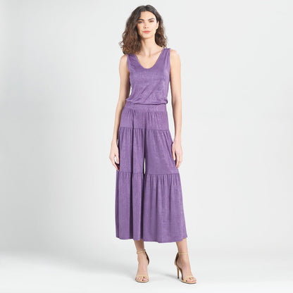 Crushed Silk Knit - Cardigan, Tank, Skirt-Pant 3pc Set - Plum - Final Sale! | Clara Sunwoo