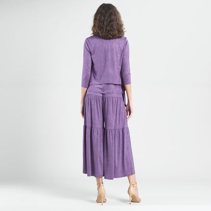 Crushed Silk Knit - Cardigan, Tank, Skirt-Pant 3pc Set - Plum - Final Sale! | Clara Sunwoo