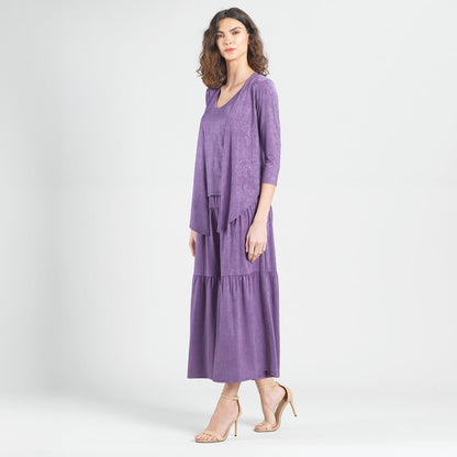 Crushed Silk Knit - Cardigan, Tank, Skirt-Pant 3pc Set - Plum - Final Sale! | Clara Sunwoo