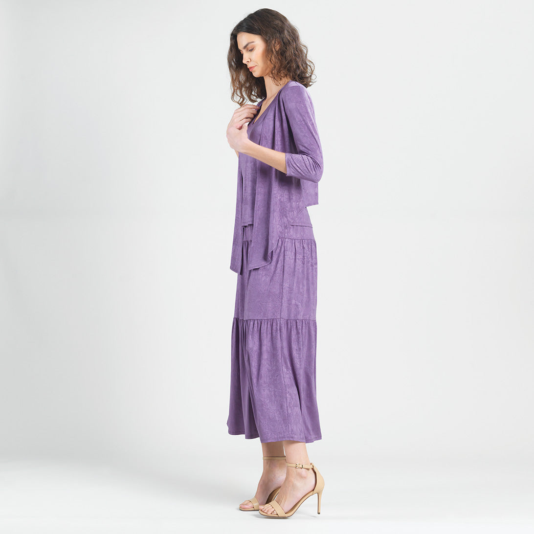 Crushed Silk Knit - Cardigan, Tank, Skirt-Pant 3pc Set - Plum - Final Sale! | Clara Sunwoo