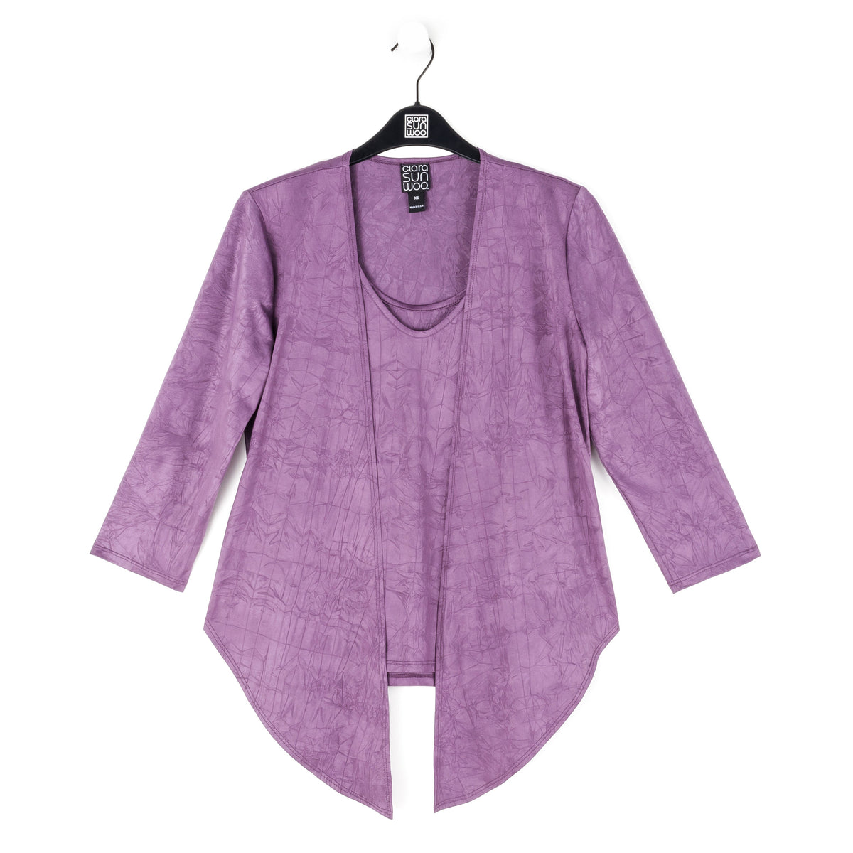 Crushed Silk Knit - Cardigan, Tank, Skirt-Pant 3pc Set - Plum - Final Sale! | Clara Sunwoo