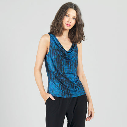 Crinkle Pleat Knit - 2pc Cardigan & Cowl Tank Twinset - Water Ripple-Cobalt - Final Sale! | Clara Sunwoo