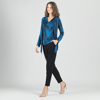 Crinkle Pleat Knit - 2pc Cardigan & Cowl Tank Twinset - Water Ripple-Cobalt - Final Sale! | Clara Sunwoo