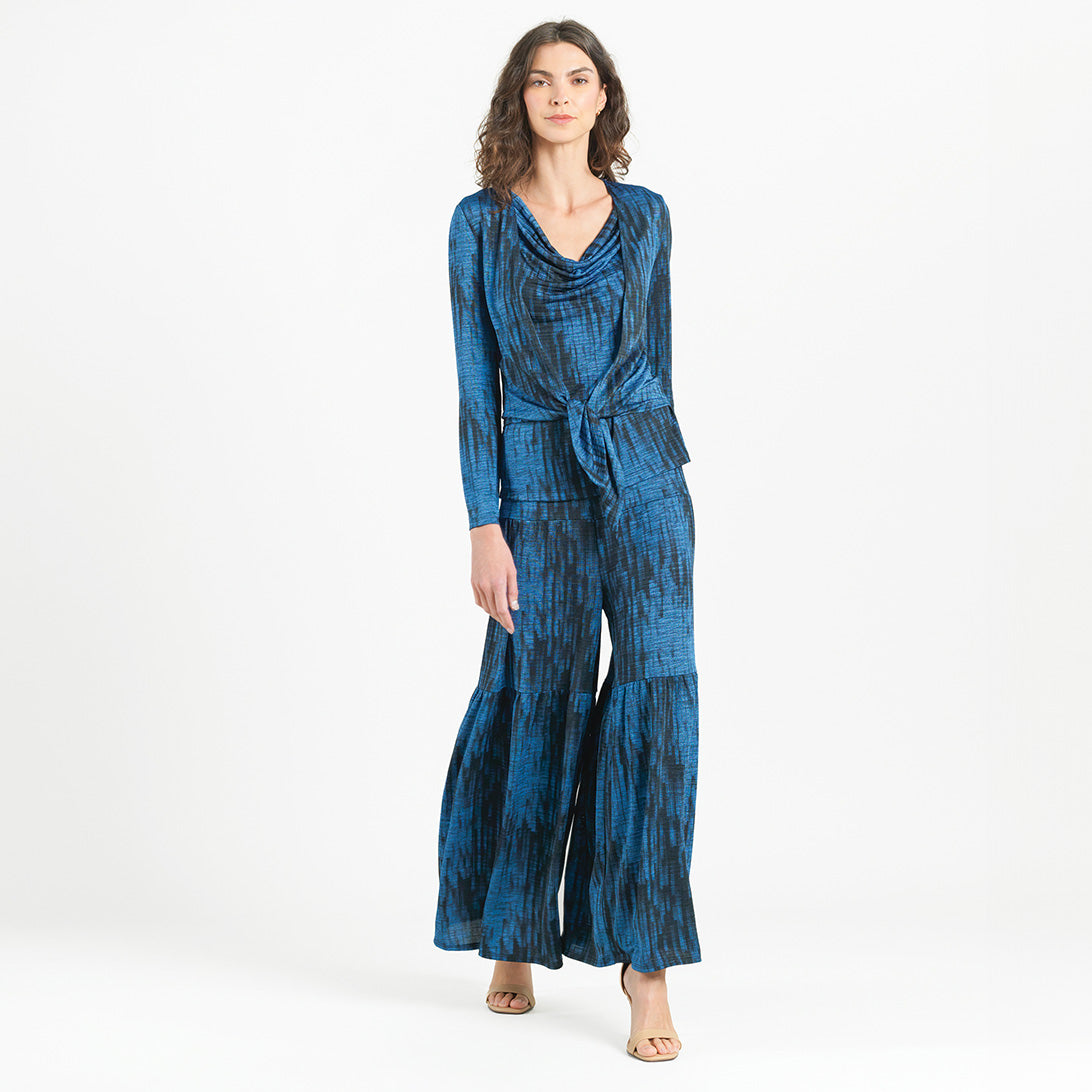 Crinkle Pleat Knit - 2pc Cardigan & Cowl Tank Twinset - Water Ripple-Cobalt - Final Sale! | Clara Sunwoo