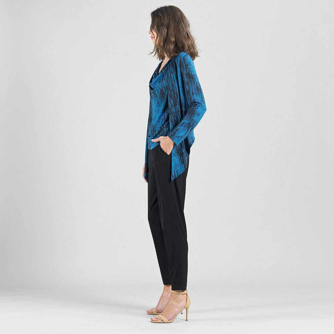 Crinkle Pleat Knit - 2pc Cardigan & Cowl Tank Twinset - Water Ripple-Cobalt - Final Sale! | Clara Sunwoo