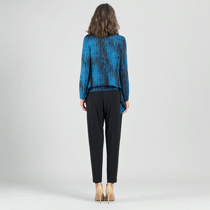 Crinkle Pleat Knit - 2pc Cardigan & Cowl Tank Twinset - Water Ripple-Cobalt - Final Sale! | Clara Sunwoo