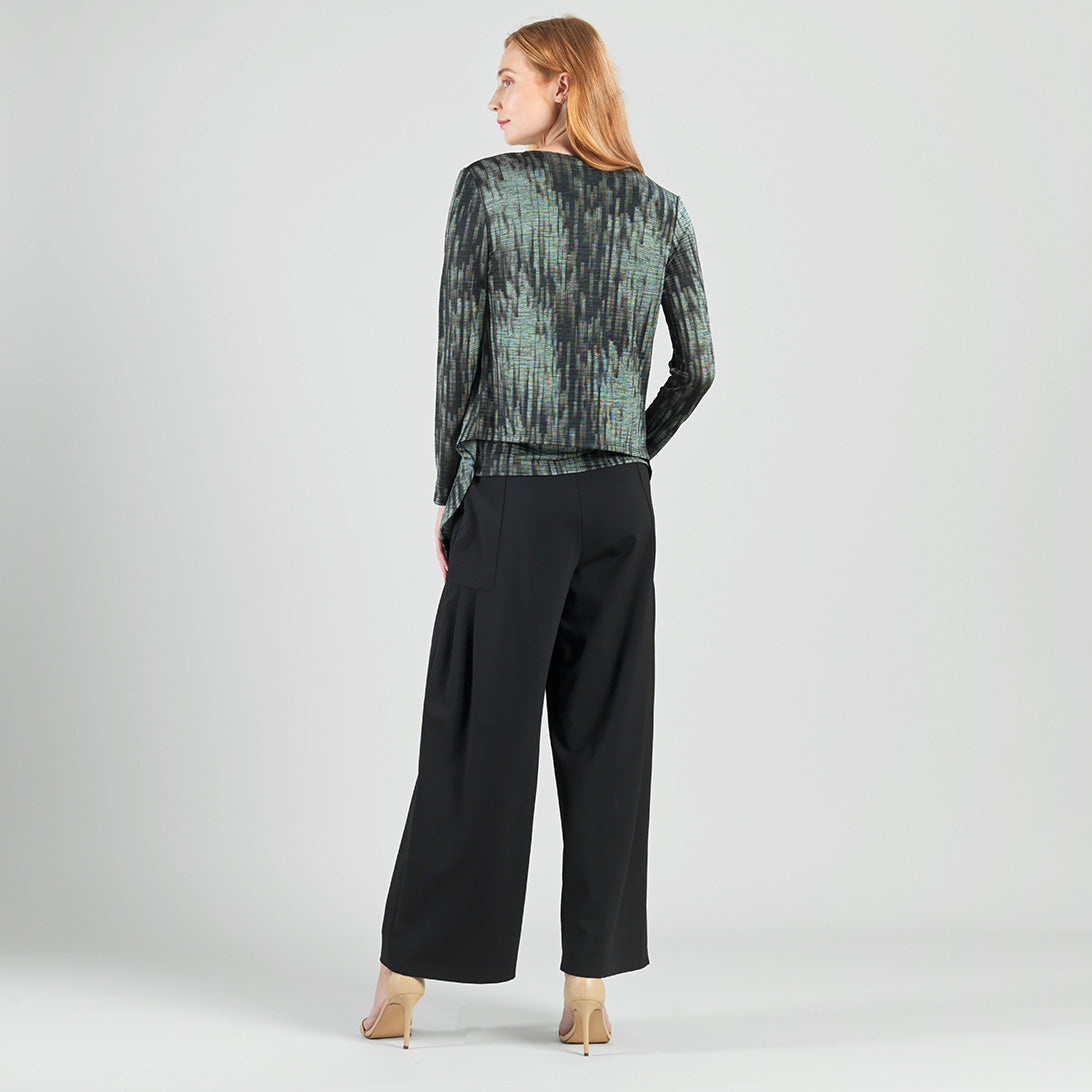 Crinkle Pleat Knit - 2pc Cardigan & Cowl Tank Twinset - Water Ripple-Olive - Final Sale! | Clara Sunwoo