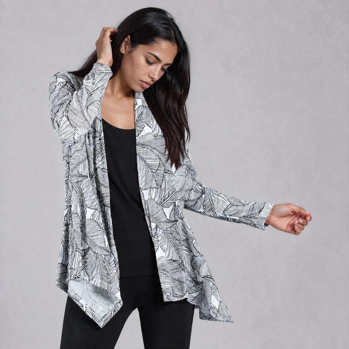 Pleated Knit - Drape Tunic Cardigan - Artistic Leaf - Final Sale | Clara Sunwoo