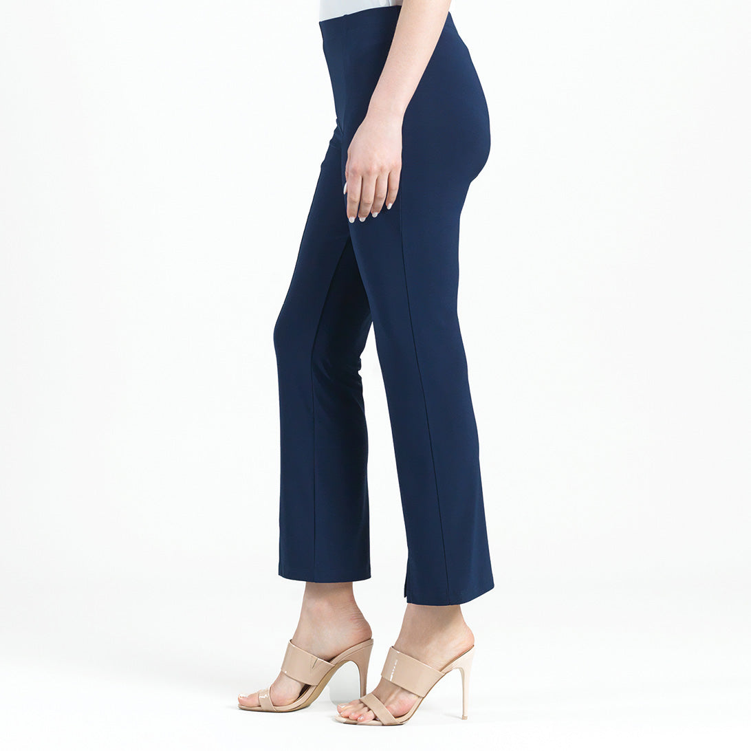 Center Seam Front Slit Ankle Pant - Navy | Clara Sunwoo