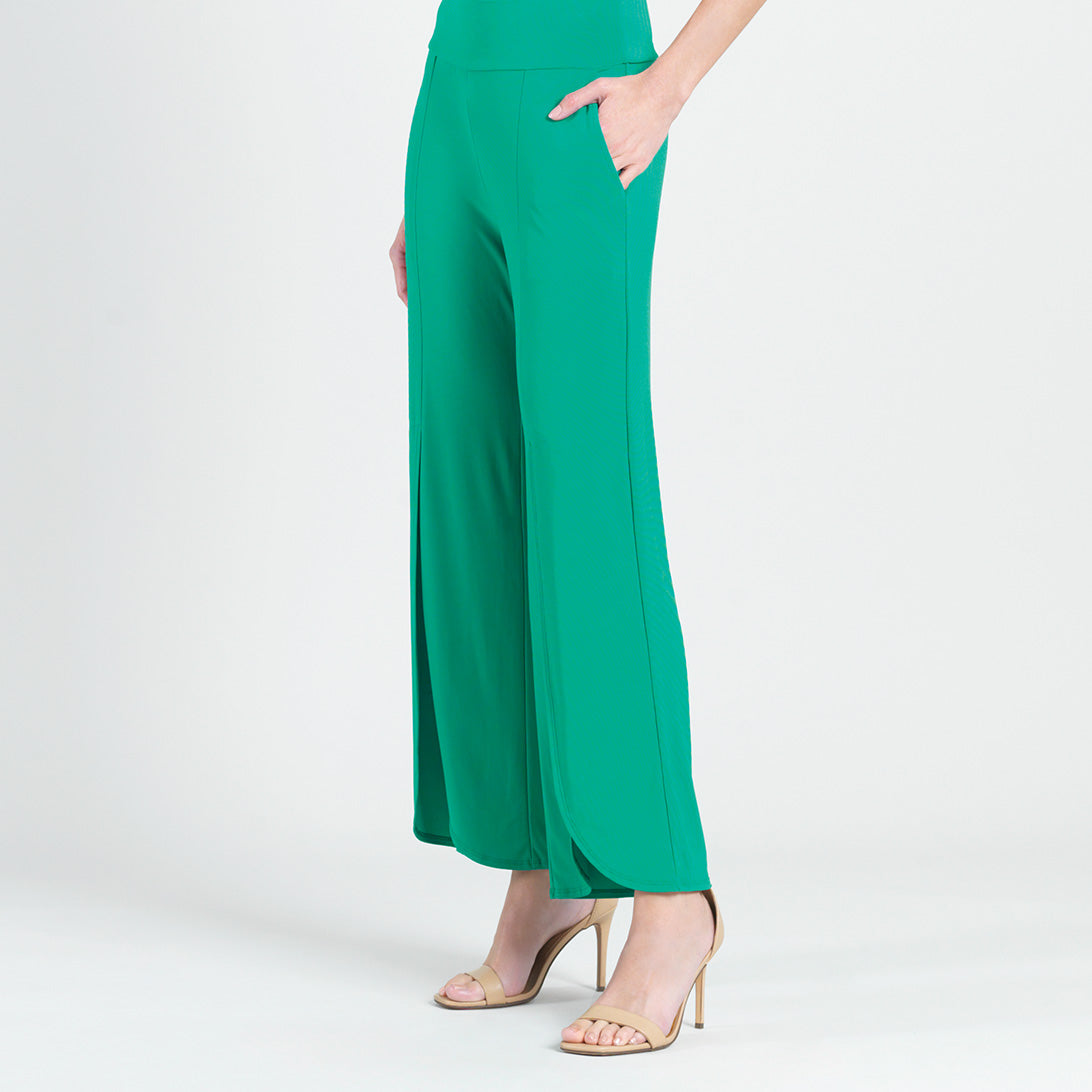 Front Slit Ankle Petal Pant - Emerald - Final Sale | Clara Sunwoo