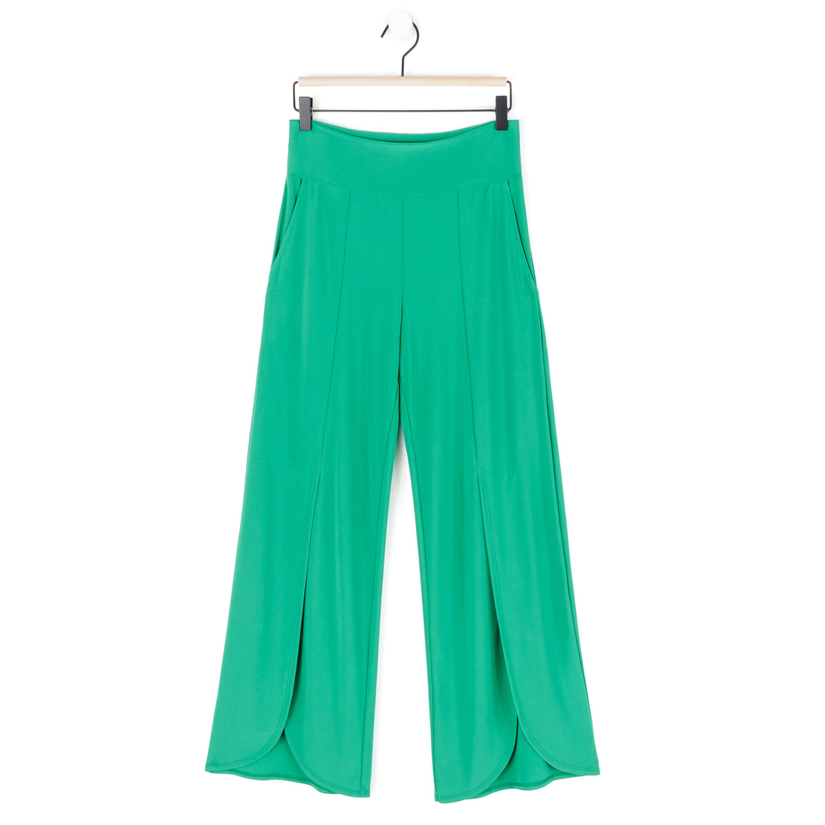Front Slit Ankle Petal Pant - Emerald - Final Sale | Clara Sunwoo
