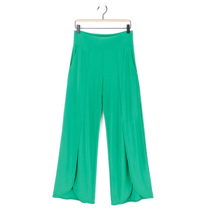 Front Slit Ankle Petal Pant - Emerald - Final Sale | Clara Sunwoo
