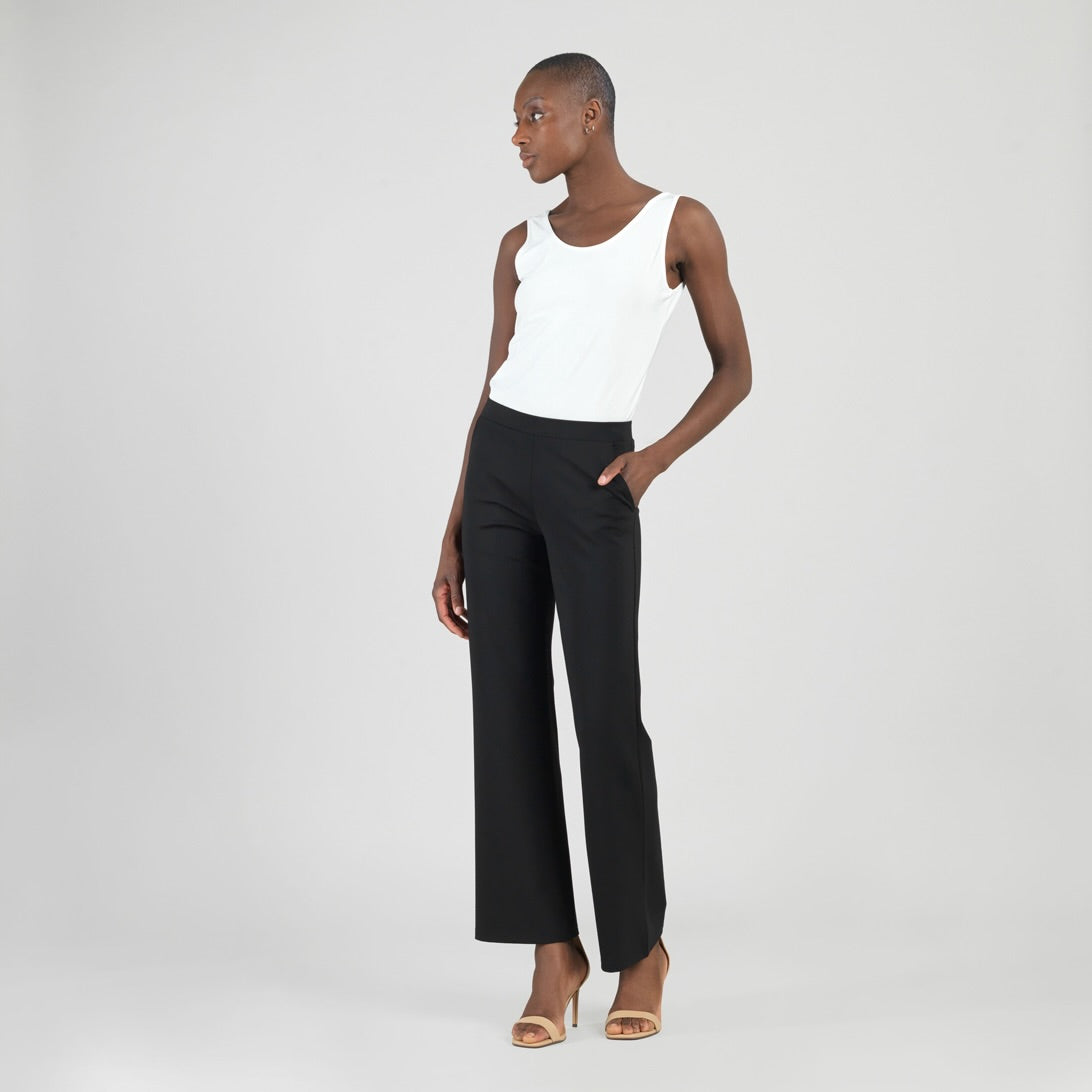Rayon-Ponte Knit - Loose Leg Pocket Pant - Black | Clara Sunwoo