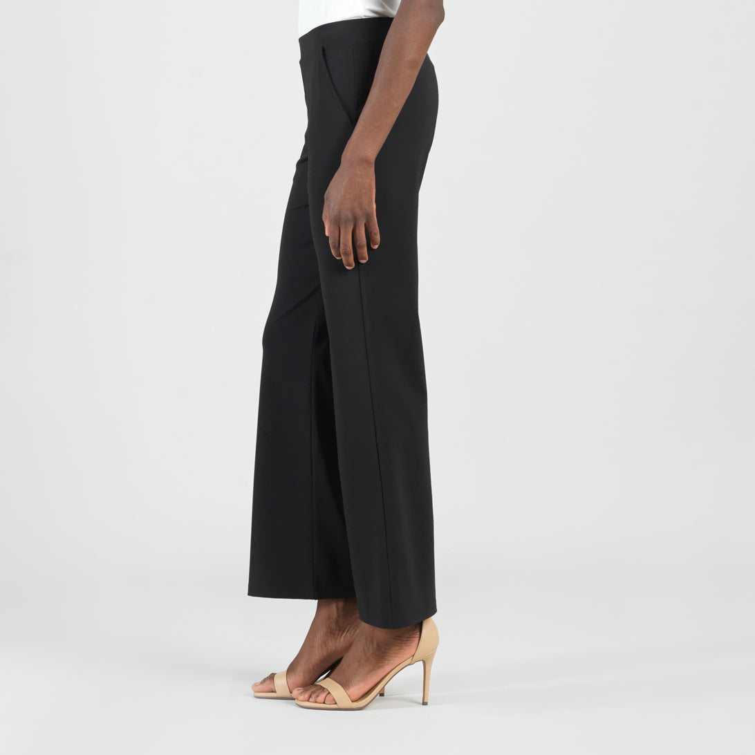 Rayon-Ponte Knit - Loose Leg Pocket Pant - Black | Clara Sunwoo