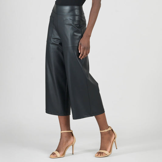 Liquid Leather™ - Sheen Pocket Gaucho Pant - Black | Clara Sunwoo
