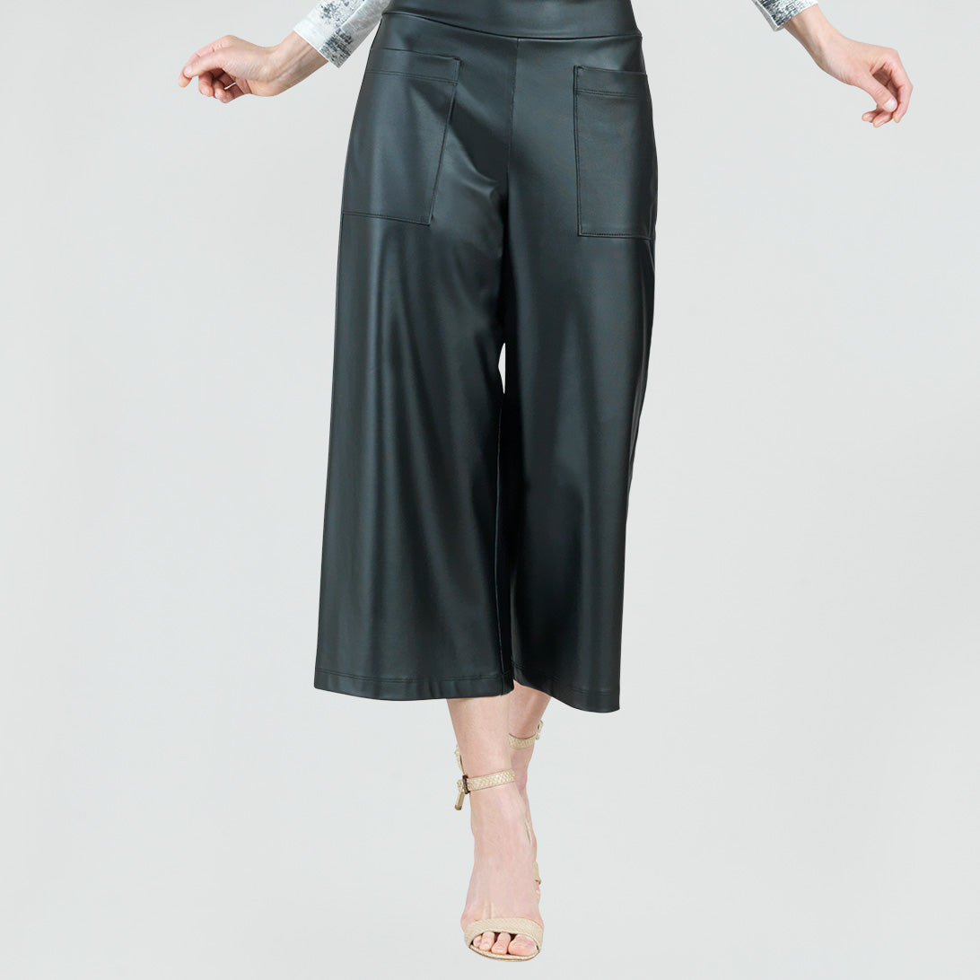 Liquid Leather™ - Sheen Pocket Gaucho Pant - Black | Clara Sunwoo