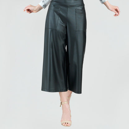 Liquid Leather™ - Sheen Pocket Gaucho Pant - Black | Clara Sunwoo