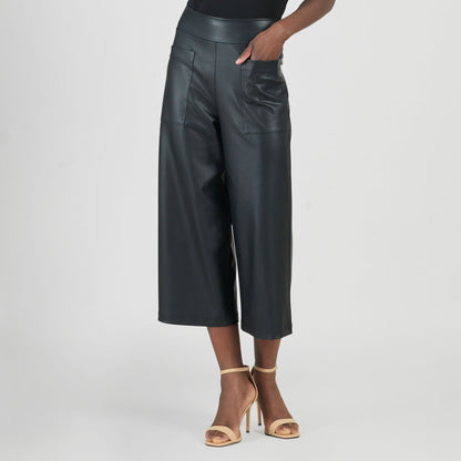 Liquid Leather™ - Sheen Pocket Gaucho Pant - Black | Clara Sunwoo