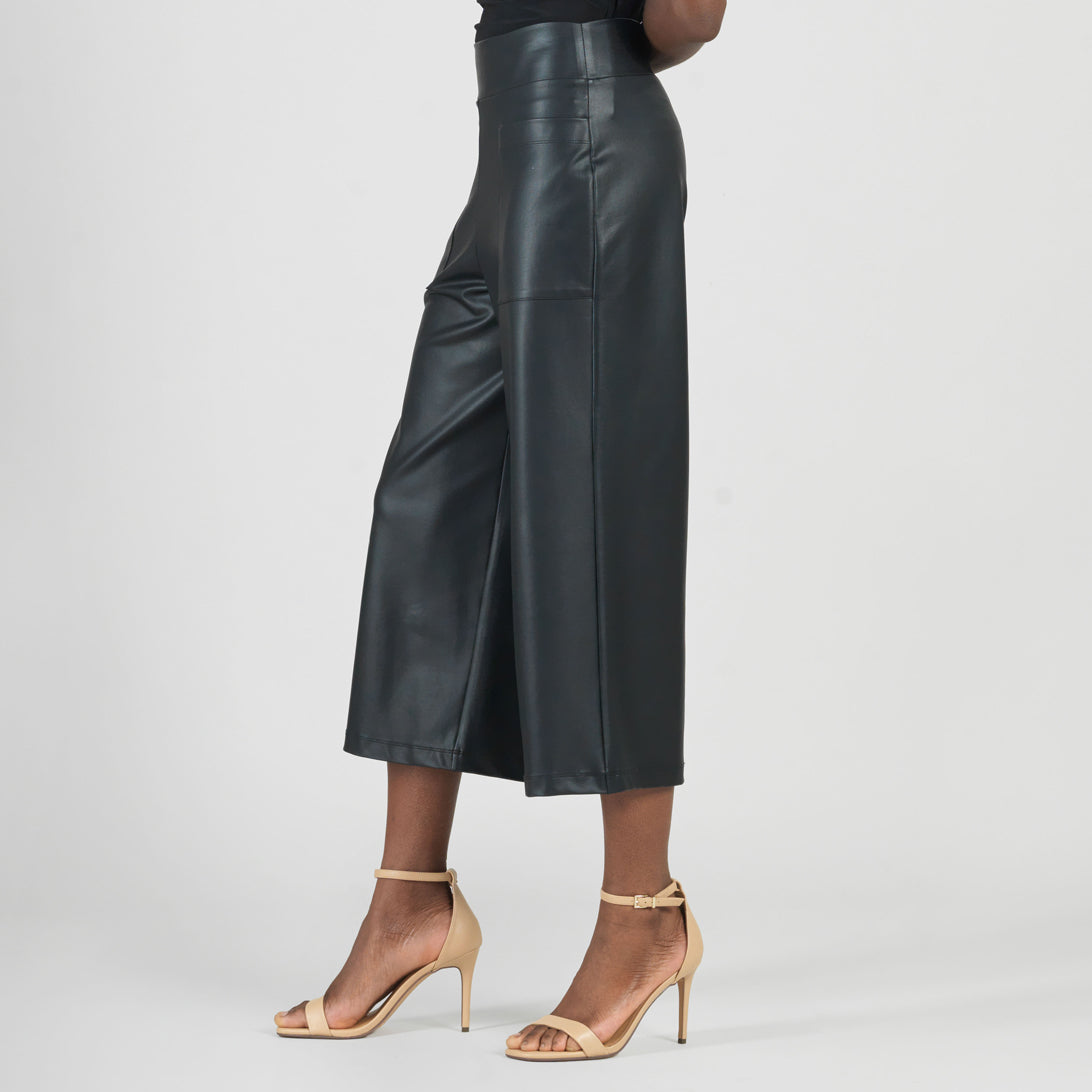 Liquid Leather™ - Sheen Pocket Gaucho Pant - Black | Clara Sunwoo