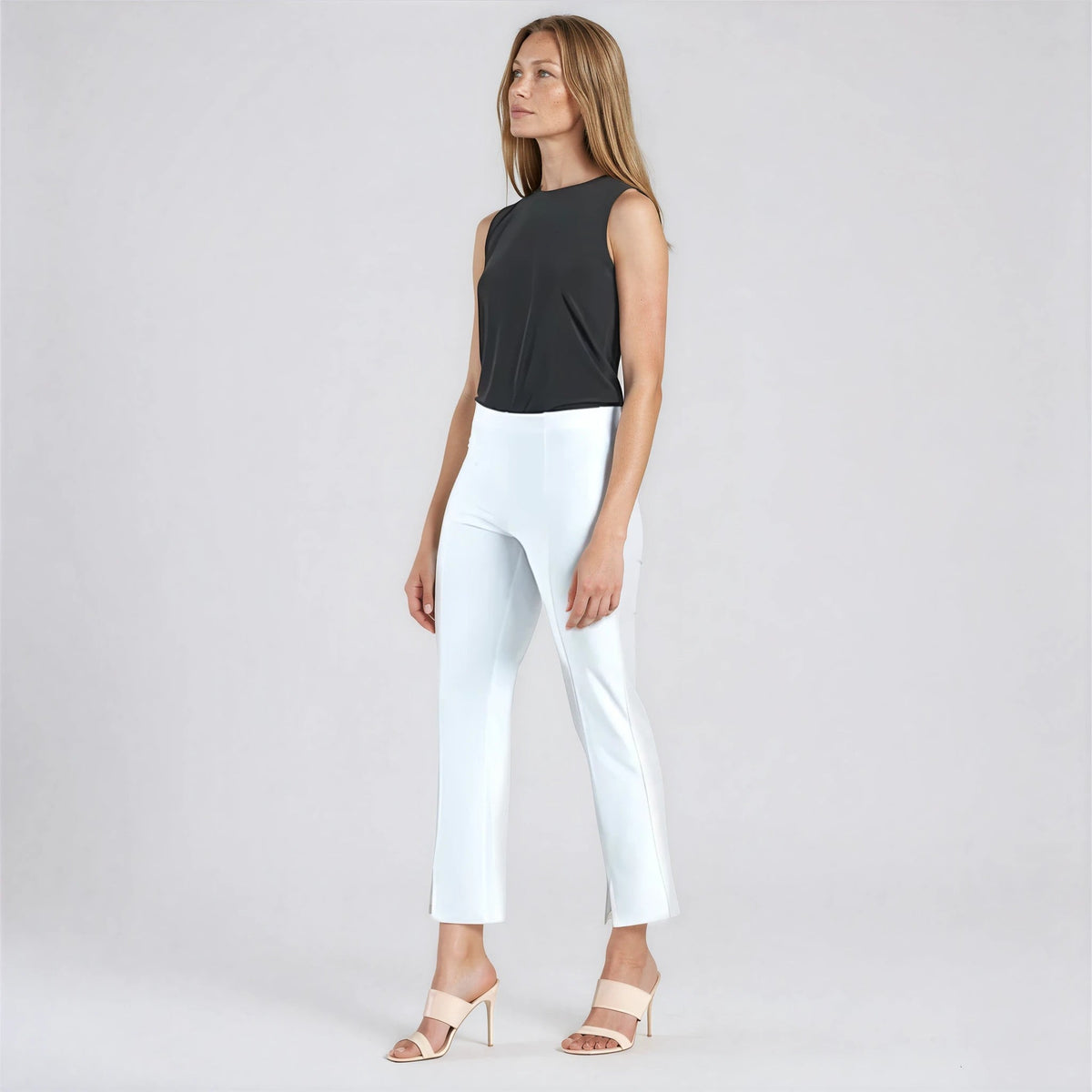 Center Seam Front Slit Ankle Pant - White - Limited Sizes | Clara Sunwoo
