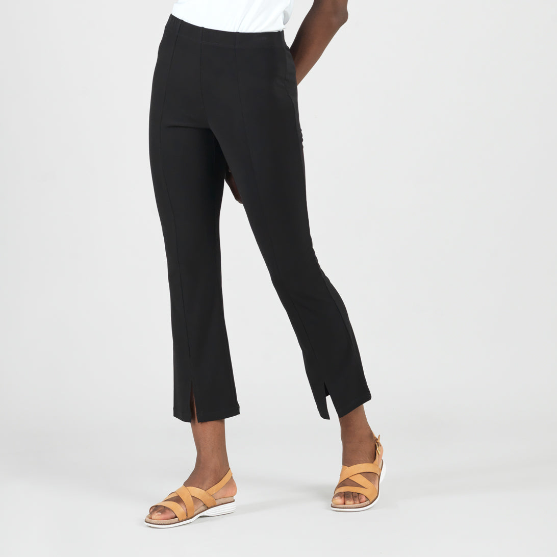 Center Seam Front Slit Ankle Pant - Black | Clara Sunwoo
