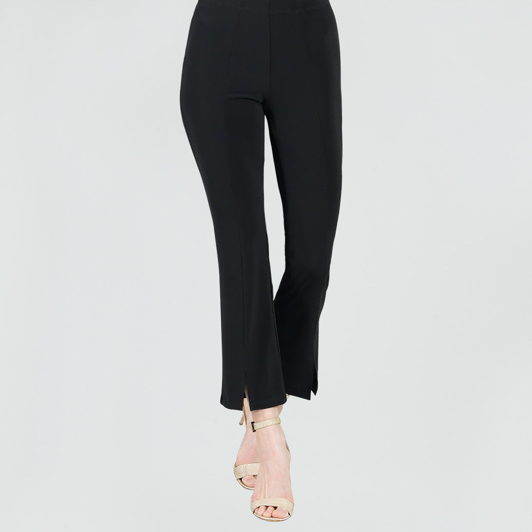 Center Seam Front Slit Ankle Pant - Black | Clara Sunwoo