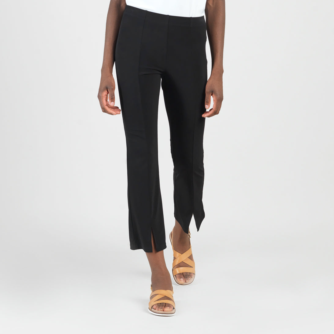 Center Seam Front Slit Ankle Pant - Black | Clara Sunwoo