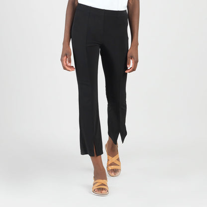 Center Seam Front Slit Ankle Pant - Black | Clara Sunwoo