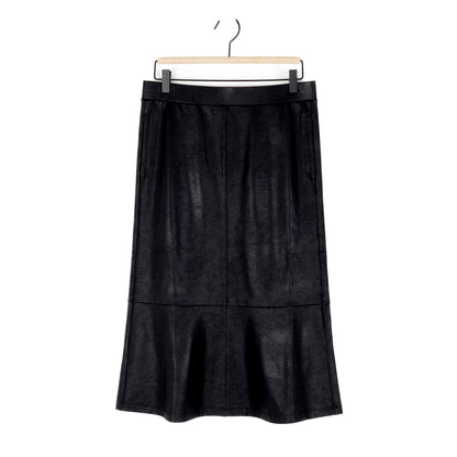 Liquid Leather™ Flounce Midi Skirt - Black | Clara Sunwoo