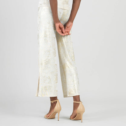 Foil Sheen - Side Slit Ankle Pant - Champagne - Limited Sizes | Clara Sunwoo