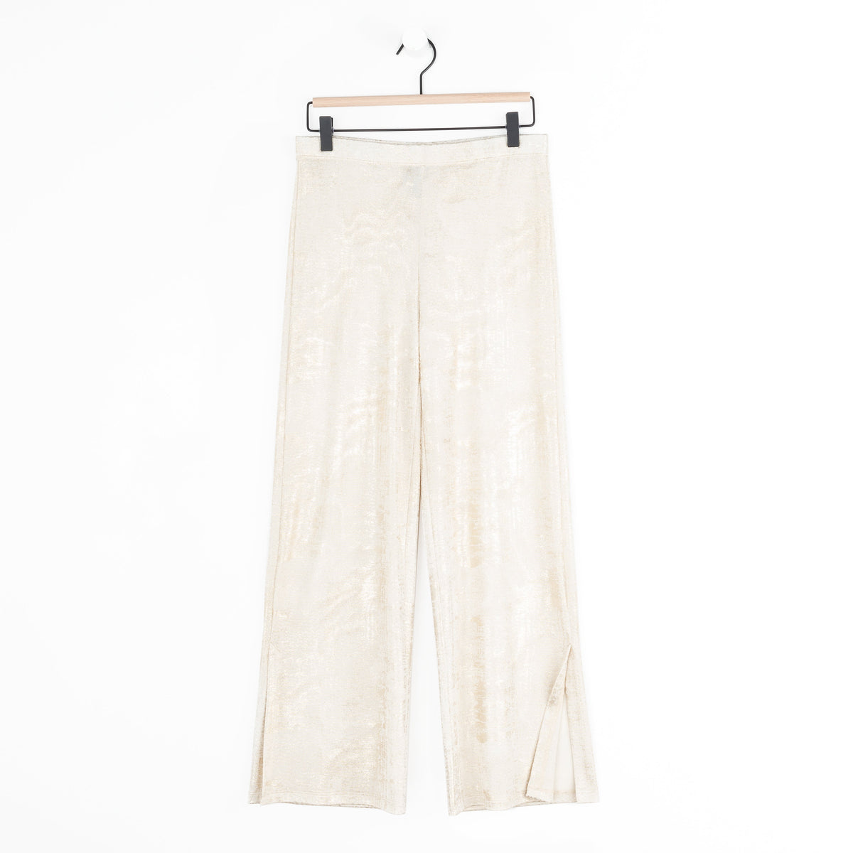 Foil Sheen - Side Slit Ankle Pant - Champagne - Limited Sizes | Clara Sunwoo