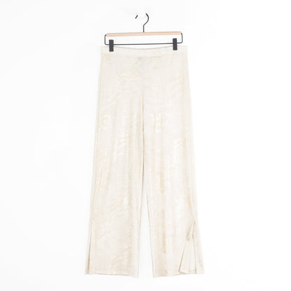Foil Sheen - Side Slit Ankle Pant - Champagne - Limited Sizes | Clara Sunwoo